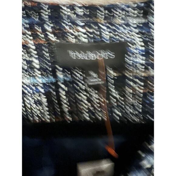 Talbots Plus Size 16 Blue Houndstooth Blazer Coat Suit Business Casual Career - Picture 9 of 11